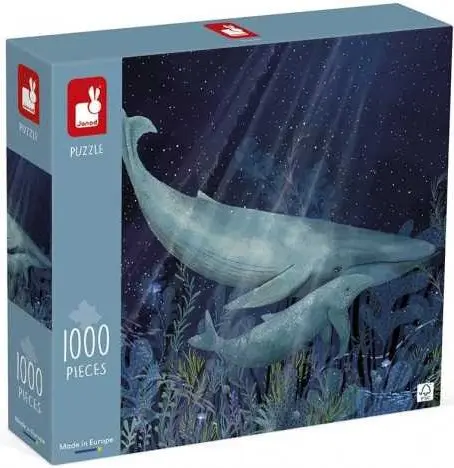 Puzzle Janod din 1000 de piese - Balene în adâncuri