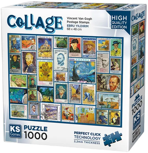 Puzzle KS Games din 1000 piese- Timbre poștale Vincent van Gogh