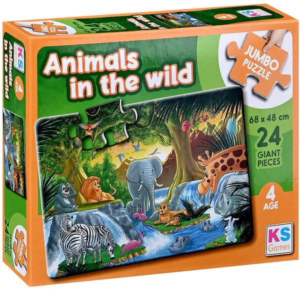 Puzzle KS Games din 24 XXL piese- Animale sălbatice