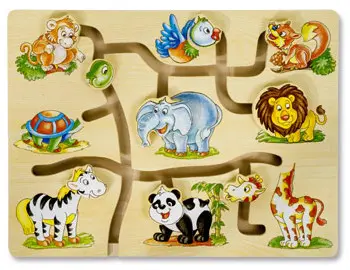 Puzzle-labirint din lemn Pino – Jungla
