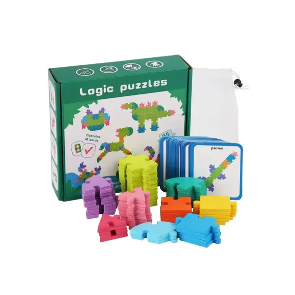 Puzzle logic cu 65 piese din lemn, 3 ani+ - Default Title