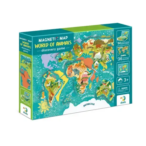 Puzzle magnetic DODO Lumea animalelor (36 piese)