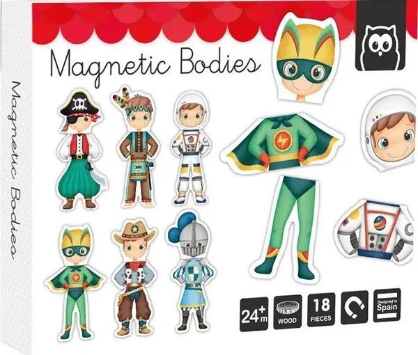 Puzzle magnetic educativ din lemn - Eroi de basm
