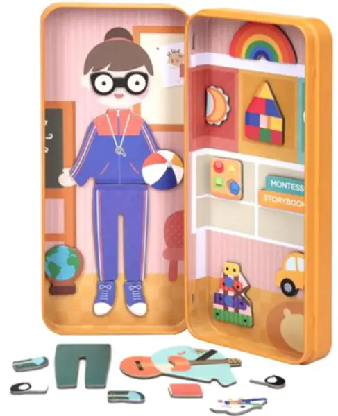 Puzzle magnetic in cutie metalica - Educatoare, 30 piese | MierEdu