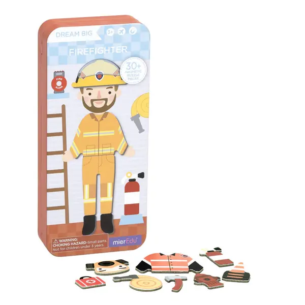 Puzzle magnetic in cutie metalica - Pompier, 30 piese | MierEdu