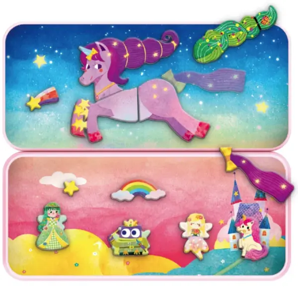 Puzzle magnetic in cutie metalica - Unicorni, 30 piese | MierEdu