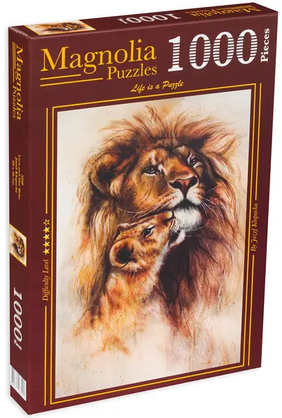 Puzzle Magnolia din 1000 de piese - Leu și pui de leu