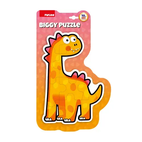 Puzzle maxi PUEDO Dinozaur, 10 piese mari, 2+ ani, Portocaliu