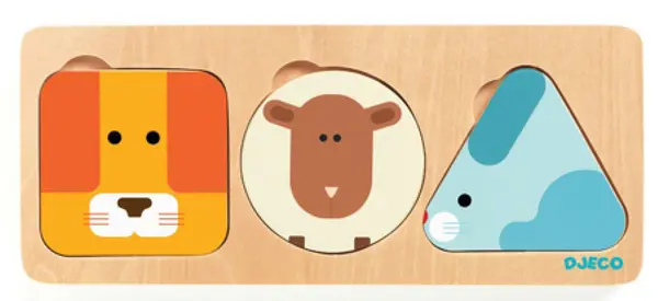 Puzzle multistrat din lemn Djeco - Animale in forme