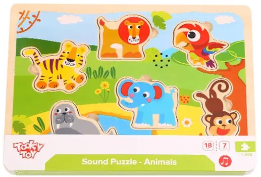 Puzzle muzical din lemn Tooky Toy - Animalute