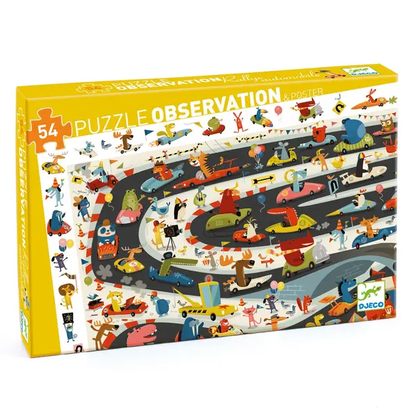 Puzzle observatie Djeco, Raliul masinilor