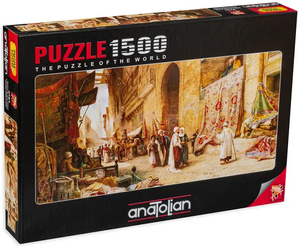 Puzzle panoramic Anatolian din 1500 de piese - Targul de covoare din Cairo, Charles Roberson