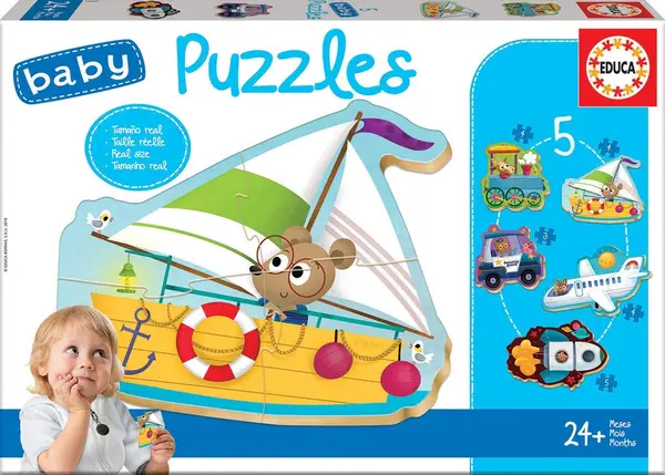 Puzzle pentru bebelus Educa 5 in 1 - Vehicles