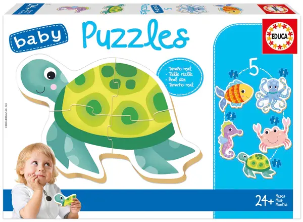 Puzzle pentru bebeluși Educa 5 în 1 - Animale acvatice