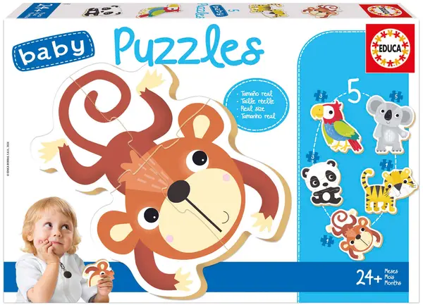 Puzzle pentru bebeluși Educa 5 în 1 - Natura sălbatică