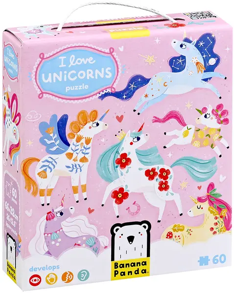Puzzle pentru copii Banana Panda din 60 de piese - Îmi plac unicornii
