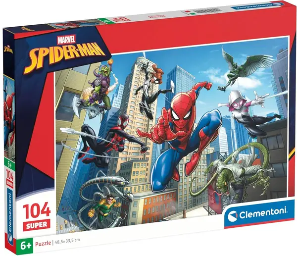 Puzzle pentru copii Clementoni de 104 piese - În lumea lui Spiderman