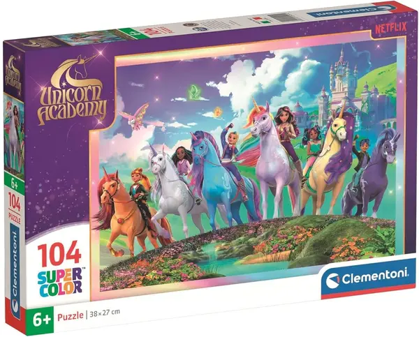 Puzzle pentru copii Clementoni din 104 piese - Academia Unicornilor (varianta 1)
