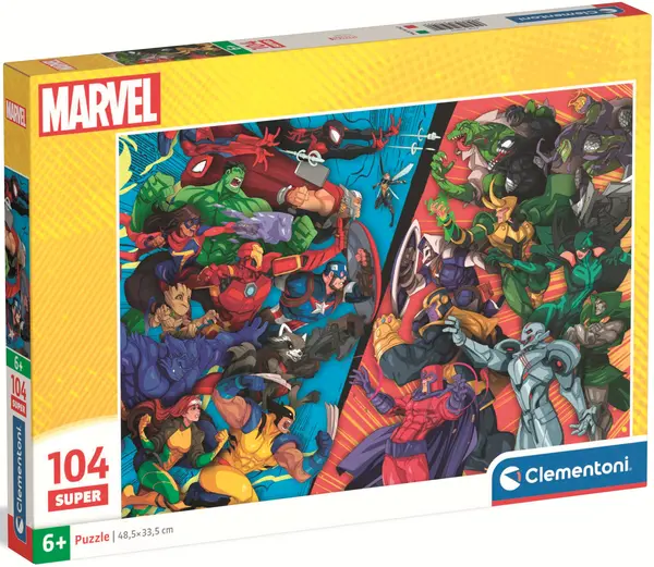 Puzzle pentru copii Clementoni din 104 piese - Eroii vs. Răufăcătorii Marvel