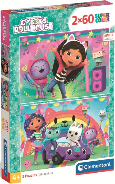 Puzzle pentru copii Clementoni din 2 x 60 piese - Gabby's Dollhouse