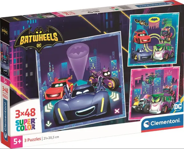 Puzzle pentru copii Clementoni din 3 x 48 piese - Batwheels