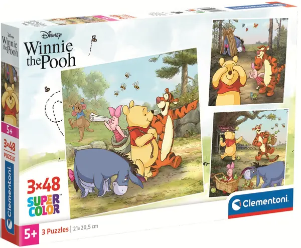 Puzzle pentru copii Clementoni din 3 x 48 piese - Winnie de Pluș