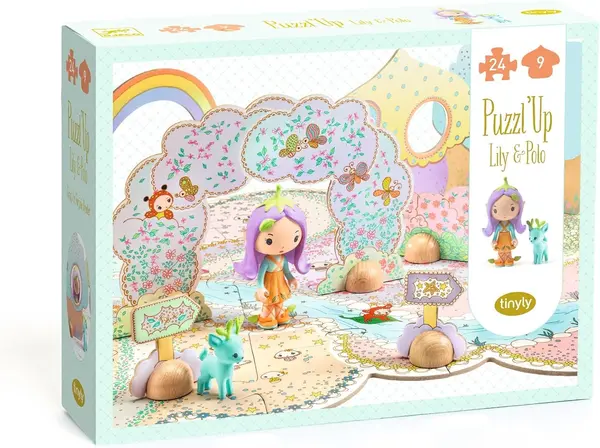 Puzzle pentru copii Djeco din 33 piese – Lily și Polo, cu figurine