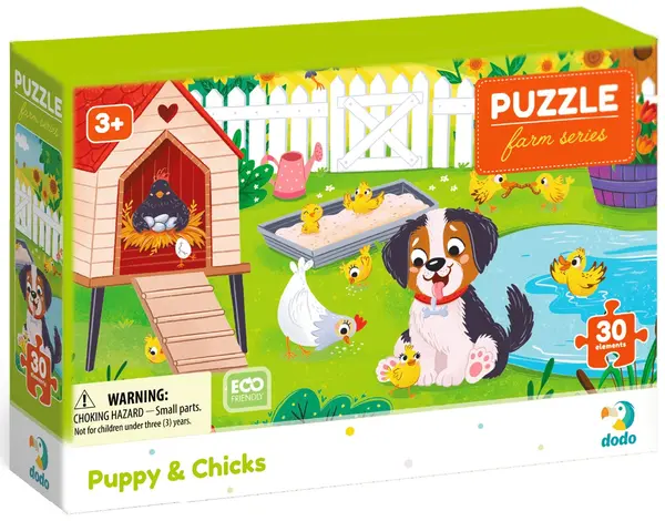 Puzzle pentru copii DoDo de 30 piese - Cățeluș și puișori