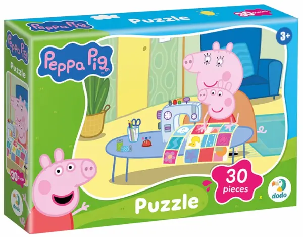 Puzzle pentru copii DoDo din 30 piese - Peppa Pig învață să coasă