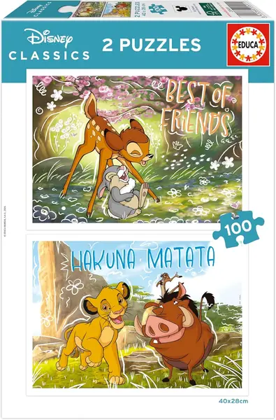Puzzle pentru copii Educa de 2 x 100 piese - Clasice Disney