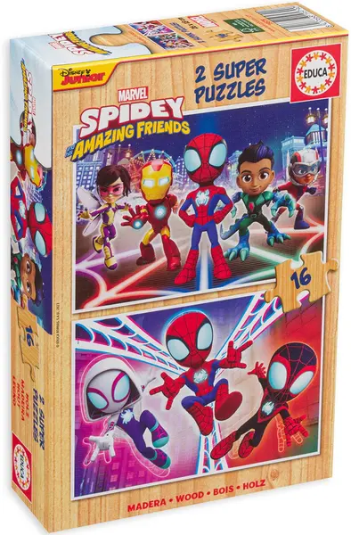Puzzle pentru copii Educa din 2 x 16 de piese - Spider-Man și prietenii săi uimitori
