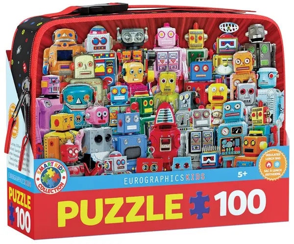 Puzzle pentru copii Eurographics din 100 piese - Cutie de prânz "Roboți"