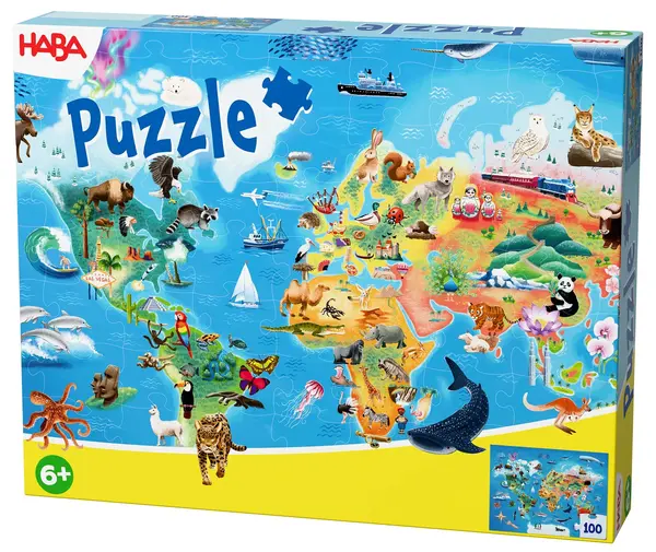 Puzzle pentru copii Haba de 100 piese - Harta lumii