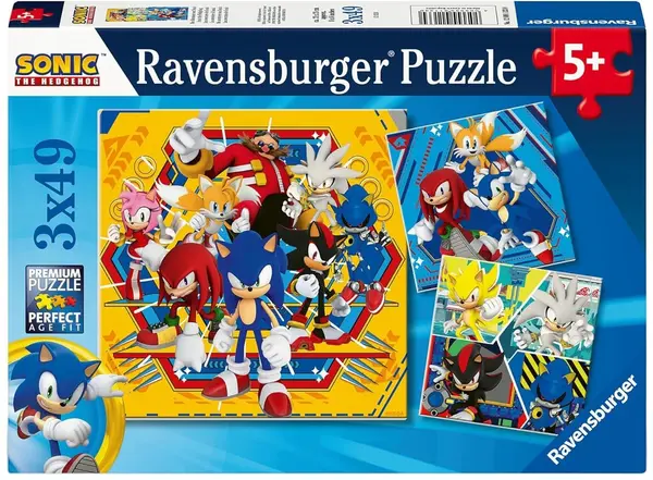 Puzzle pentru copii Ravensburger 3 x 49 piese - Sonic