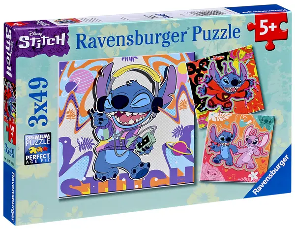Puzzle pentru copii Ravensburger 3 x 49 piese - Stitch
