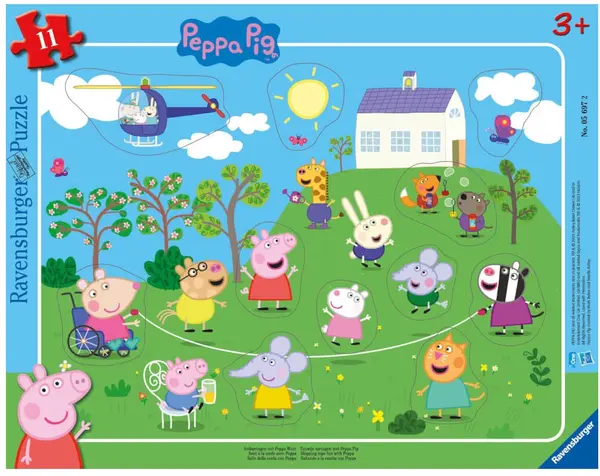 Puzzle pentru copii Ravensburger din 11 piese - Peppa Pig cu coarda de sarit