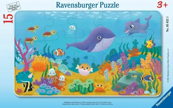 Puzzle pentru copii Ravensburger din 15 piese - Animale marine mici