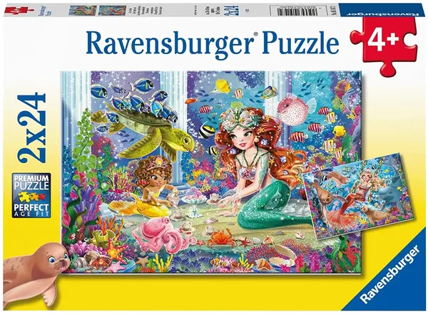 Puzzle pentru copii Ravensburger din 2 x 24 bucăți - Sirenă magică