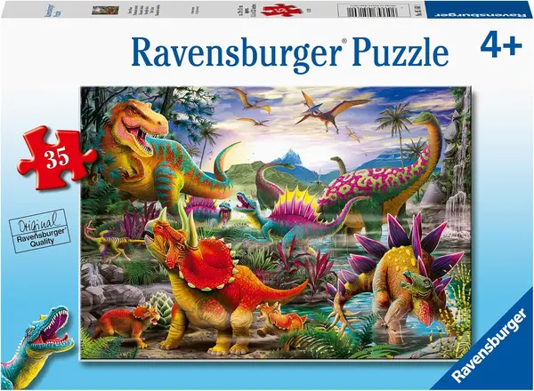 Puzzle pentru copii Ravensburger din 35 piese - Teroarea lui T-Rex