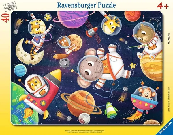 Puzzle pentru copii Ravensburger din 40 piese - Animal astronauts