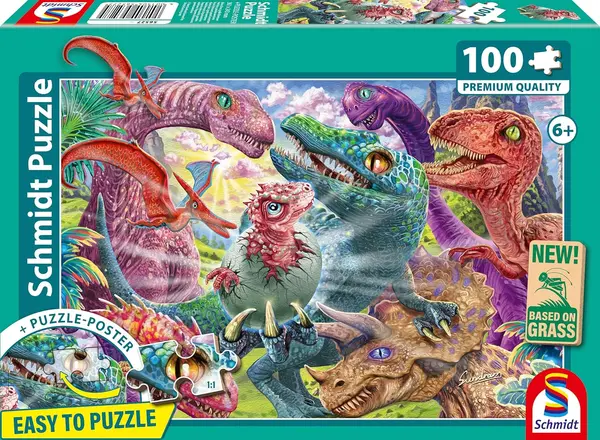 Puzzle pentru copii Schmidt din 100 piese - Mici dinozauri, mari aventuri