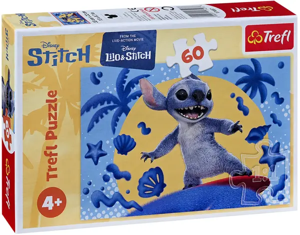 Puzzle pentru copii Trefl din 60 de piese - O zi cu Stitch