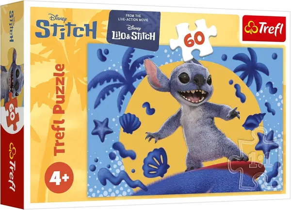 Puzzle pentru copii Trefl din 60 de piese - O zi cu Stitch