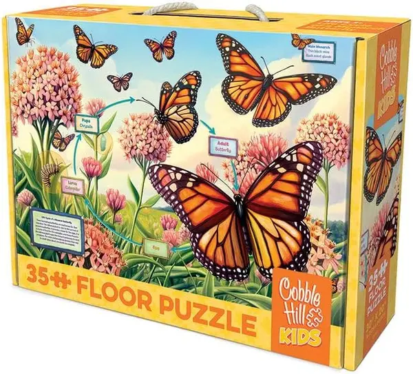 Puzzle pentru podea Cobble Hill din 35 piese - Ciclu de viață al fluturelui Monarch