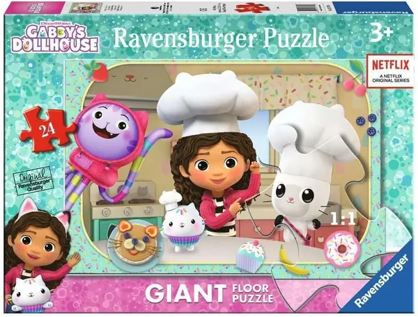 Puzzle pentru podea Ravensburger din 24 piese - Casa de păpuși a lui Gaby: În bucătărie