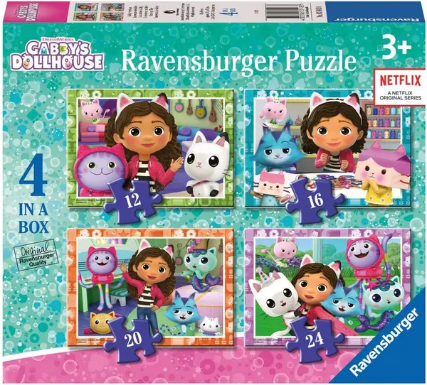 Puzzle Ravensburger 4 în 1 - Casa de păpuși a lui Gabby