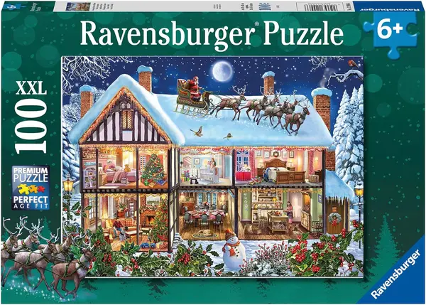 Puzzle Ravensburger din 100 XXL piese - Crăciunul acasă
