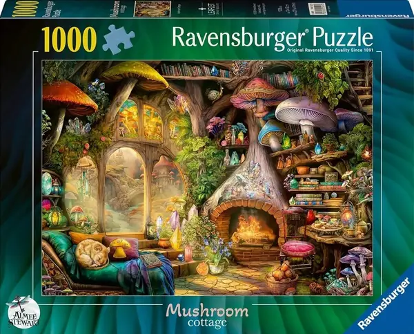 Puzzle Ravensburger din 1000 de bucăți - Coliba cu ciuperci