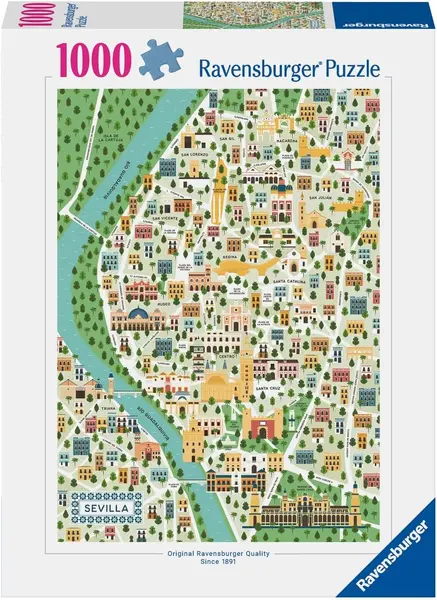 Puzzle Ravensburger din 1000 de bucăți -Harta orașului Sevilla