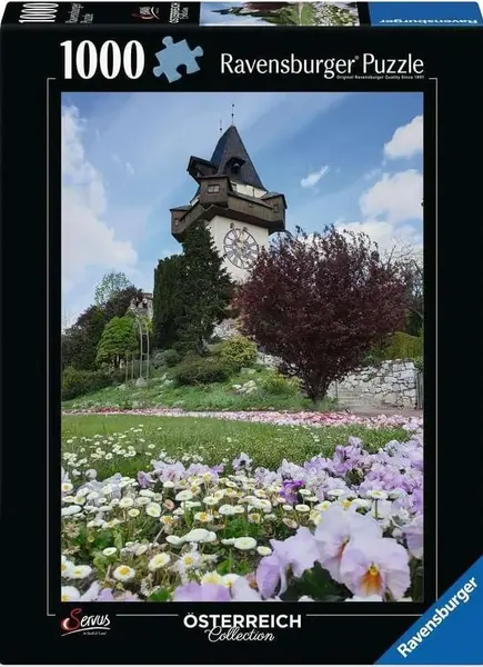 Puzzle Ravensburger din 1000 de bucăți - Turnul cu ceas din Graz, Austria